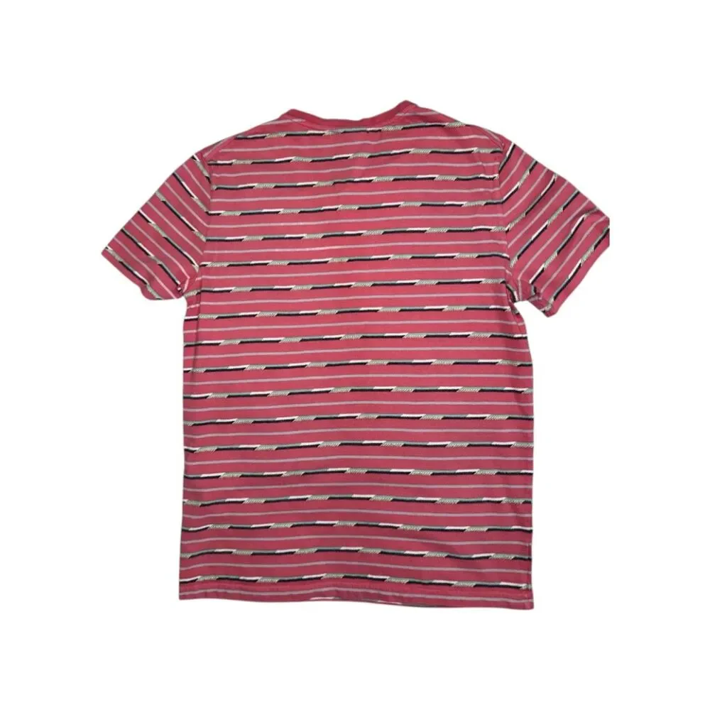 80s Saved By The Bell Inspo striped Armani Exchange Three-Button Henley Mens XS - Picture 4 of 7